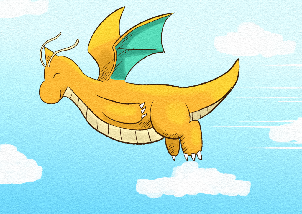 Zain the Dragonite enjoys a peaceful flight through the Unova skies.