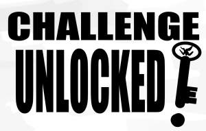 The logo for the comic strip, “Challenge Unlocked!”, as appears on Page 3 of the comic.