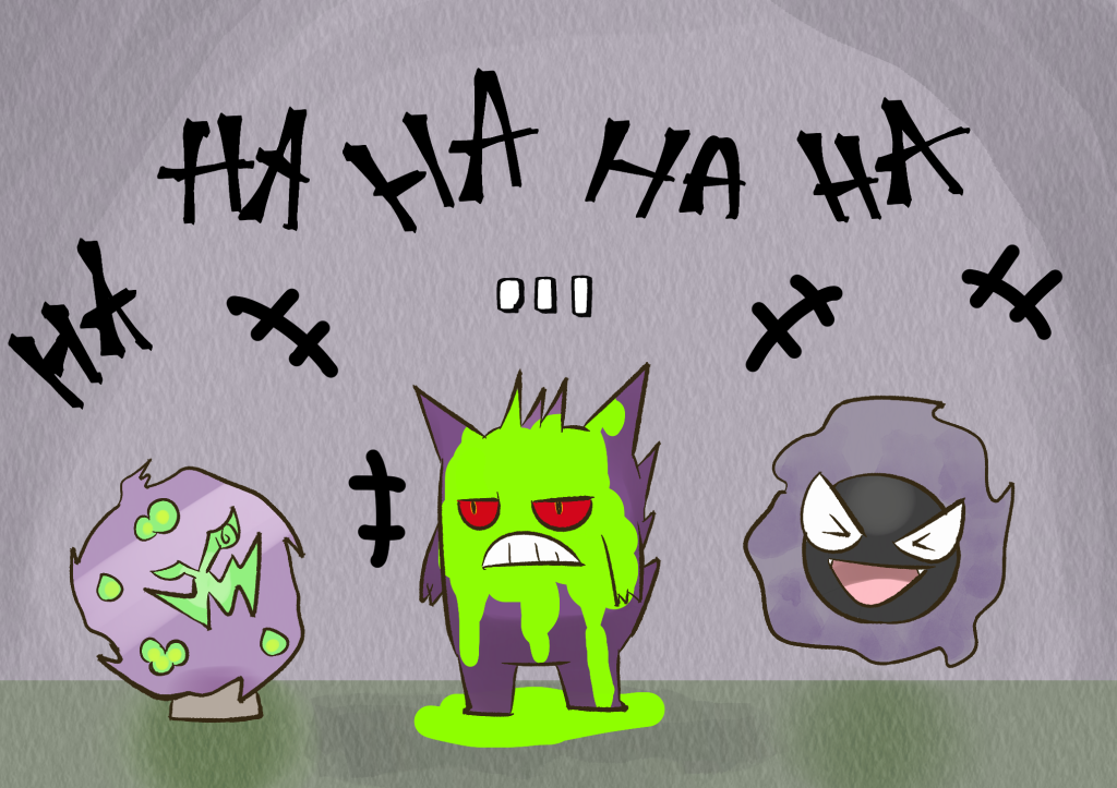 Jinji stands with his face coated and dripping in slime, as Enigma and Gaspar laugh heartily.