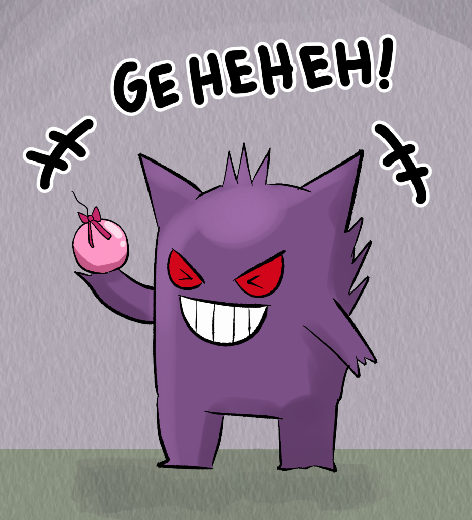 "Aww, what a cute, tiny gift bomb..." Jinji giggles as he holds up a pink gift bomb no larger than his hand.