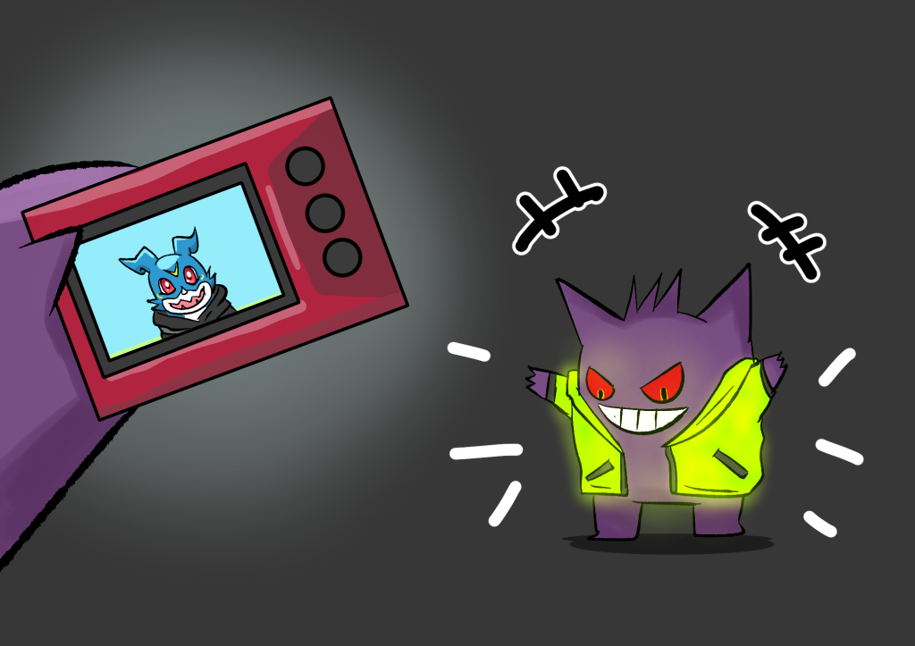 In a darkened room, Jinji proudly wears a stylish, glow-in-the-dark hoodie. A zoom in of Jinji's hand as he holds Zain's tablet, as Zain appears on the screen with a video message for him.